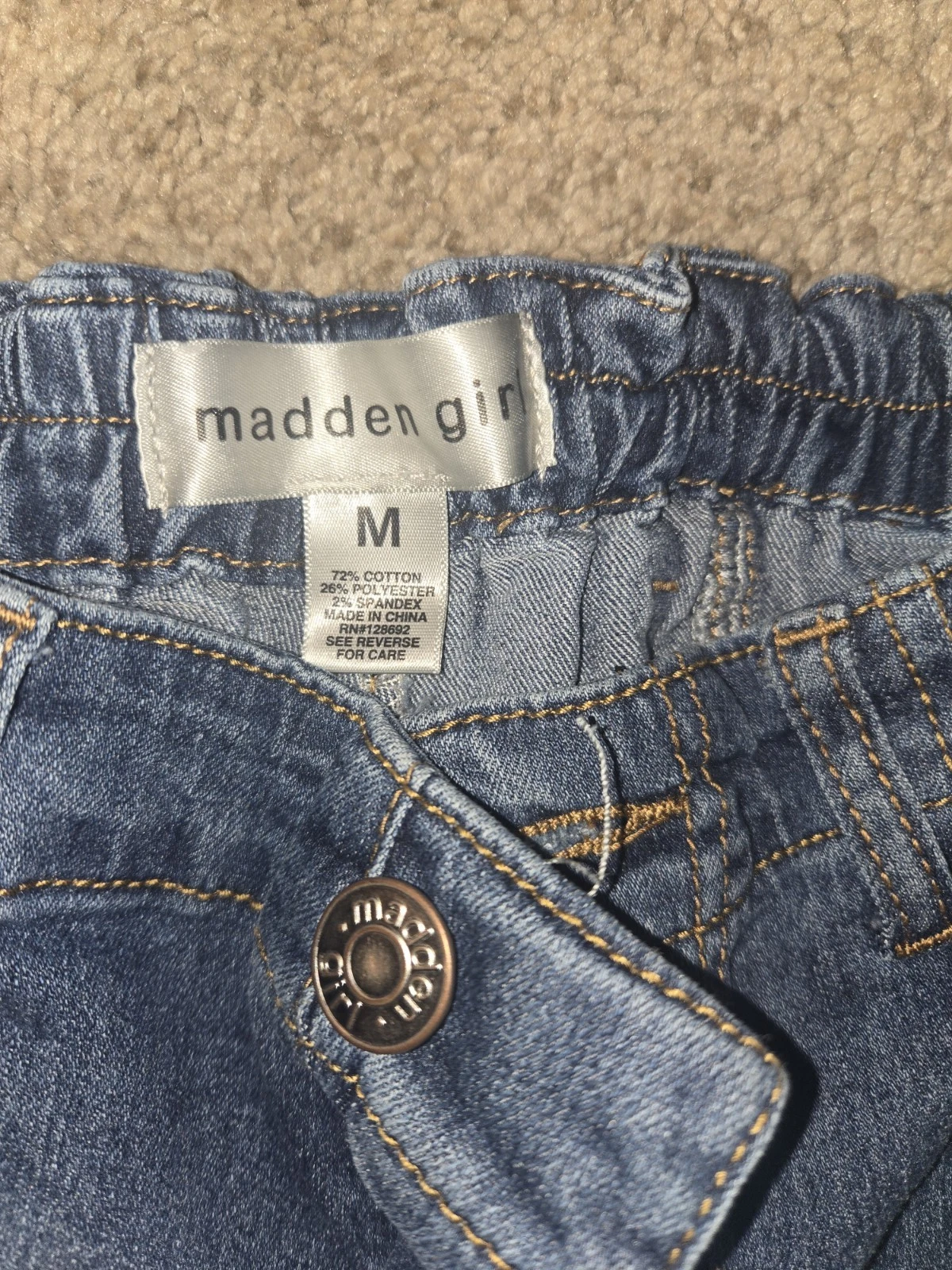 Madden Girl Women's Cargo Jeans Size Medium Dark Blue Denim - photo 3