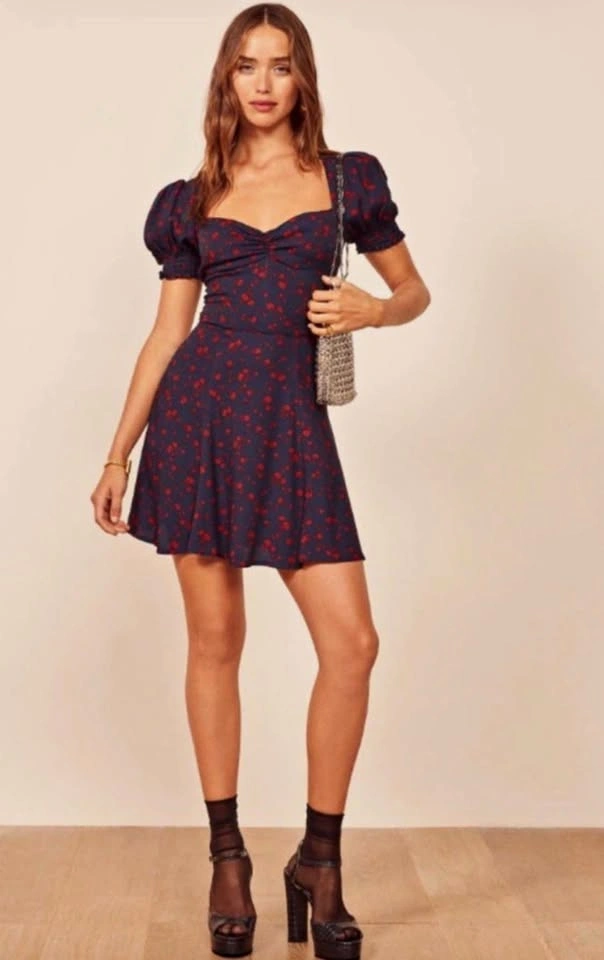 New Reformation Drea Sweetheart Neckline Crepe Minidress Size 2