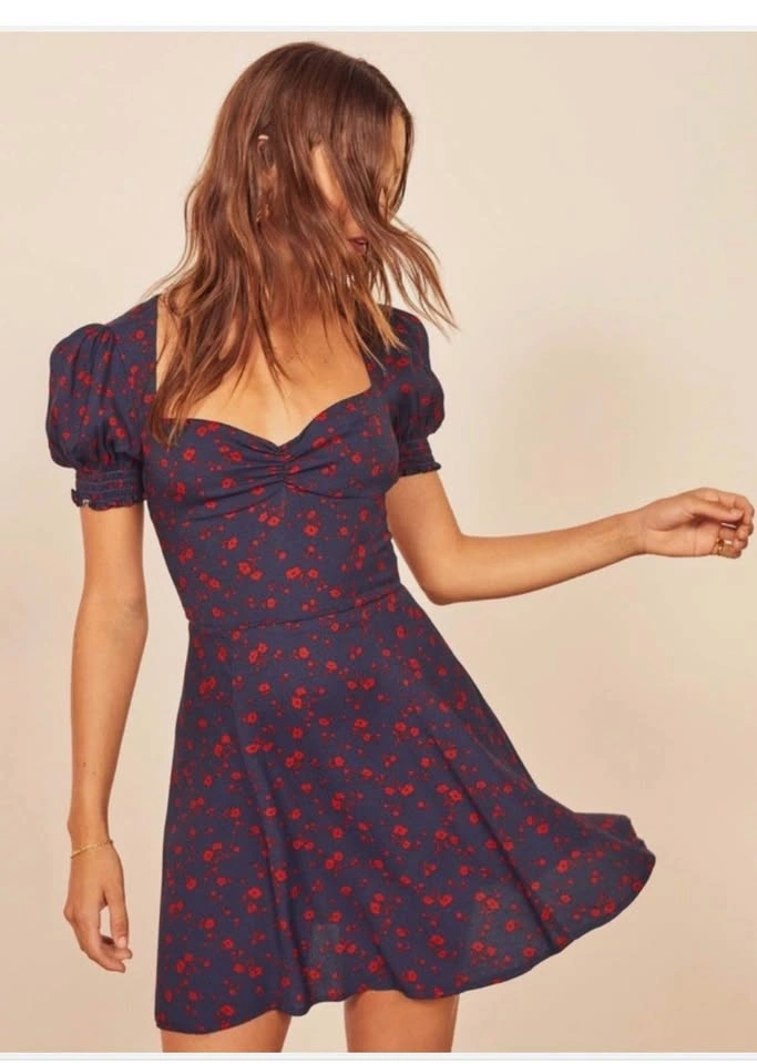 New Reformation Drea Sweetheart Neckline Crepe Minidress Size 2 - photo 2