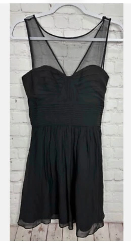 BCBG Maxazria Black Silk Cocktail Mini Dress - Sz 4