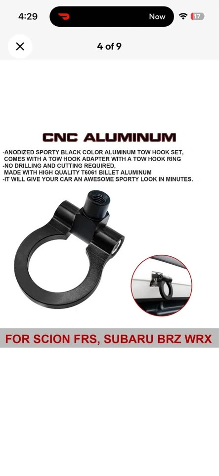 White JDM Tow Hook for Subaru WRX STI BRZ Impreza - photo 4