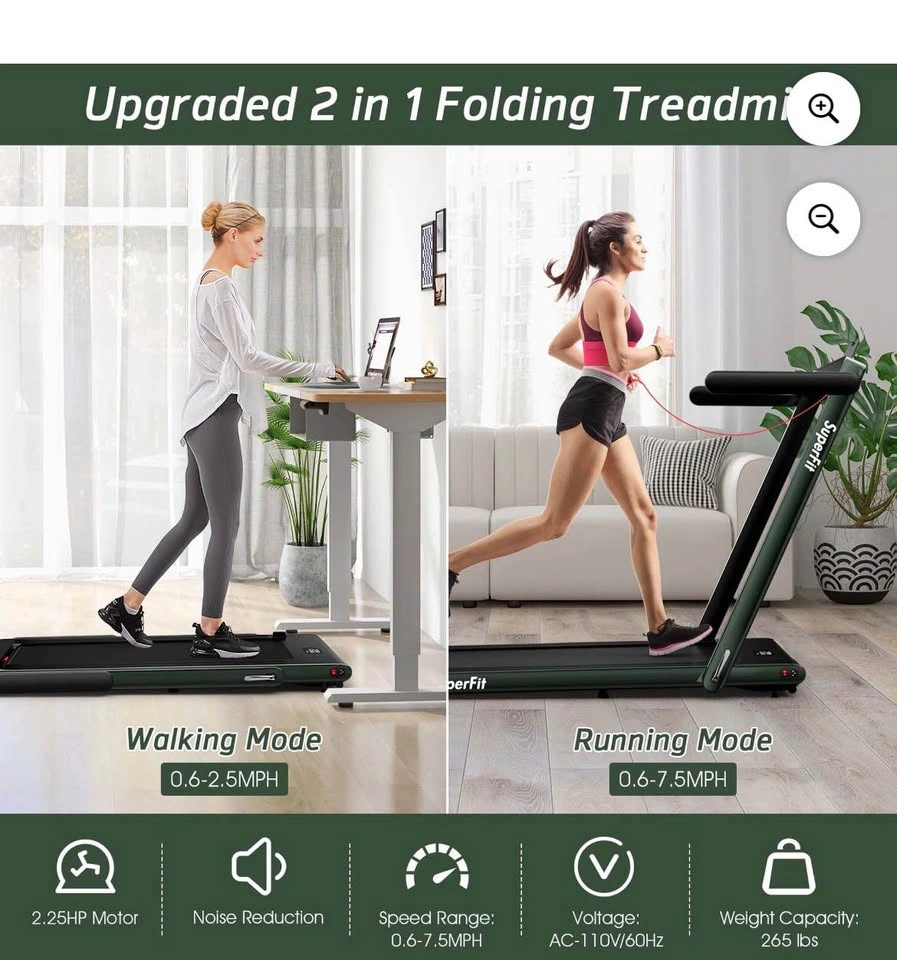 SuperFit 2.25HP 2 in 1 Folding Treadmill w/ App Control - photo 5