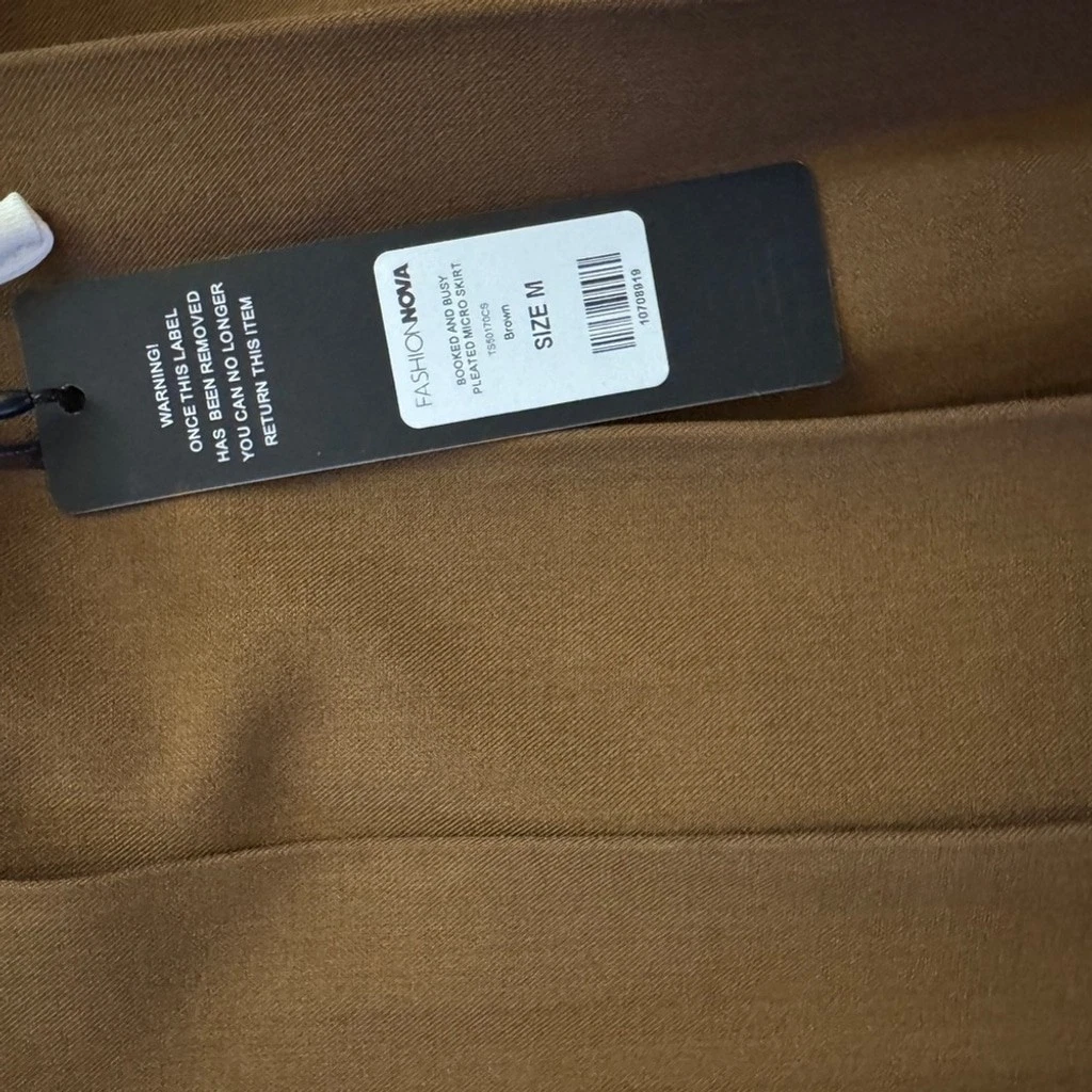 Booked and Busy Pleated Micro Skirt - Brown M NWT - photo 3