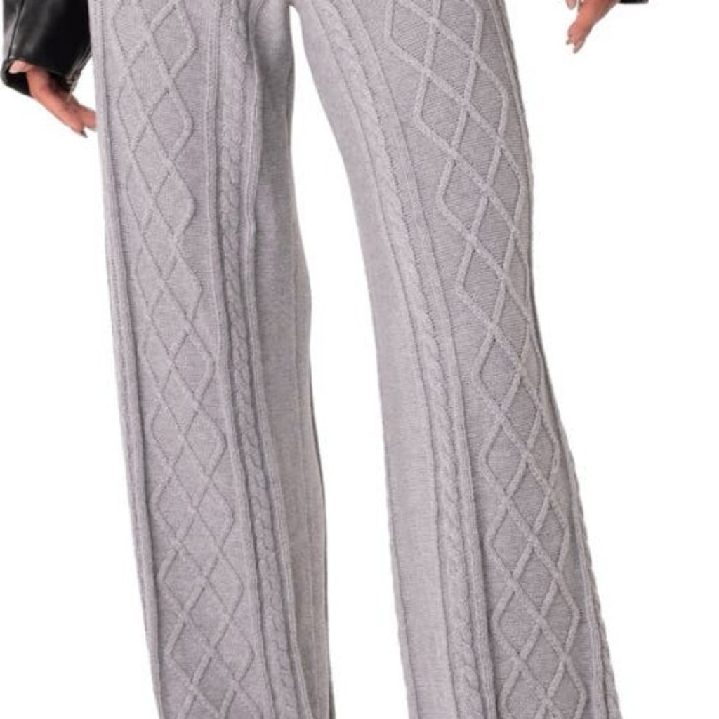 Edikted Kasey Cable Knit Cotton Pants M/L Gray - photo 3