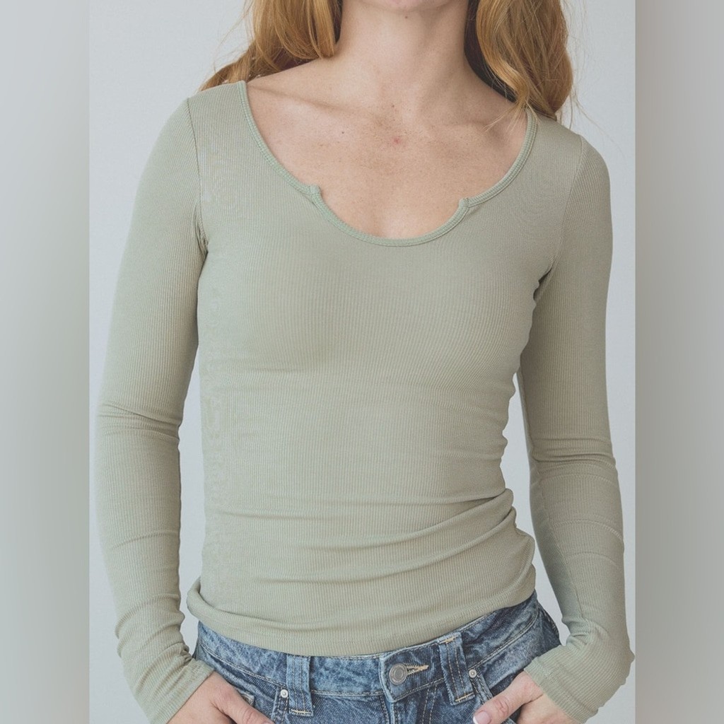 Klassy Network Braless Ribbed U-Shape Long Sleeve S