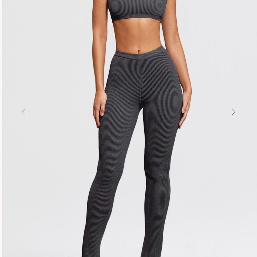 House of CB Mitzi Ribbed Leggings Dark Gray NWT Small