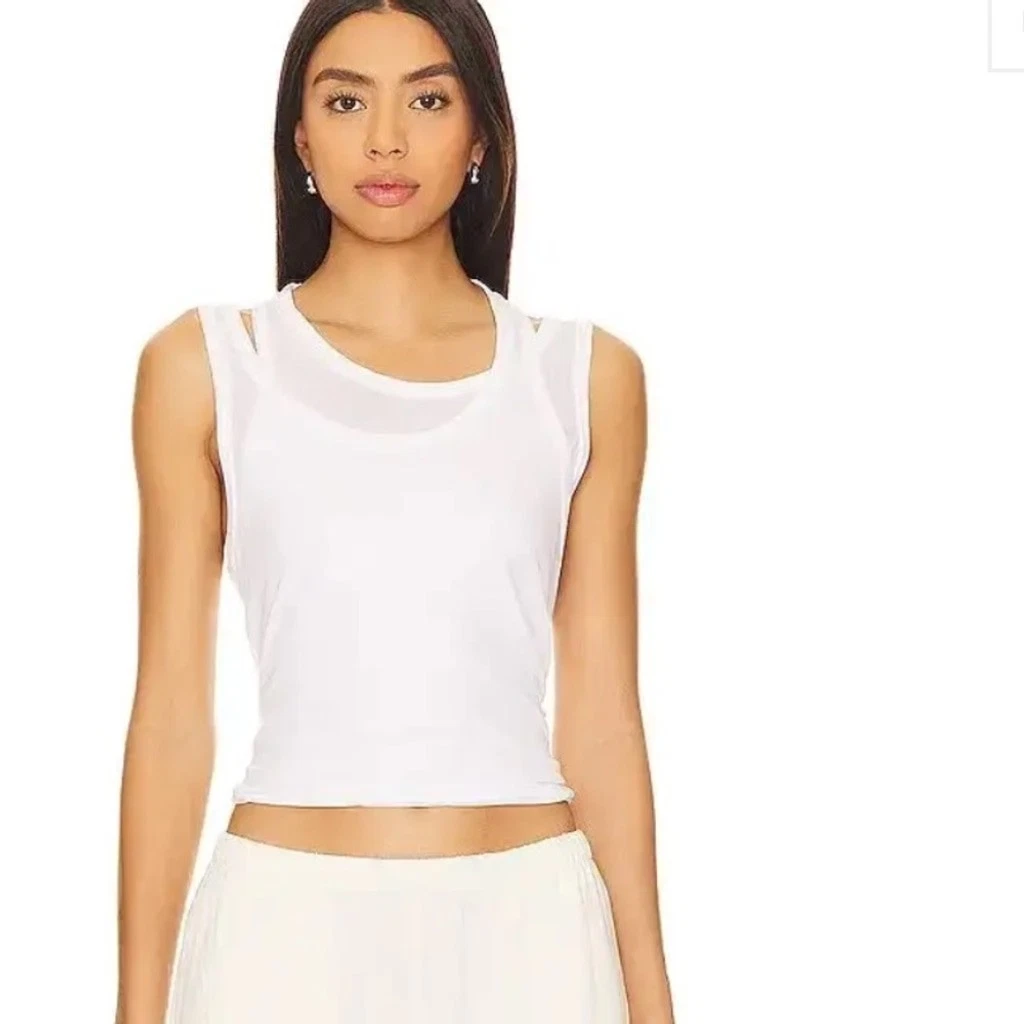SKIN Worldwide Ellie Asymmetrical Tank - White, Size L (NWT)