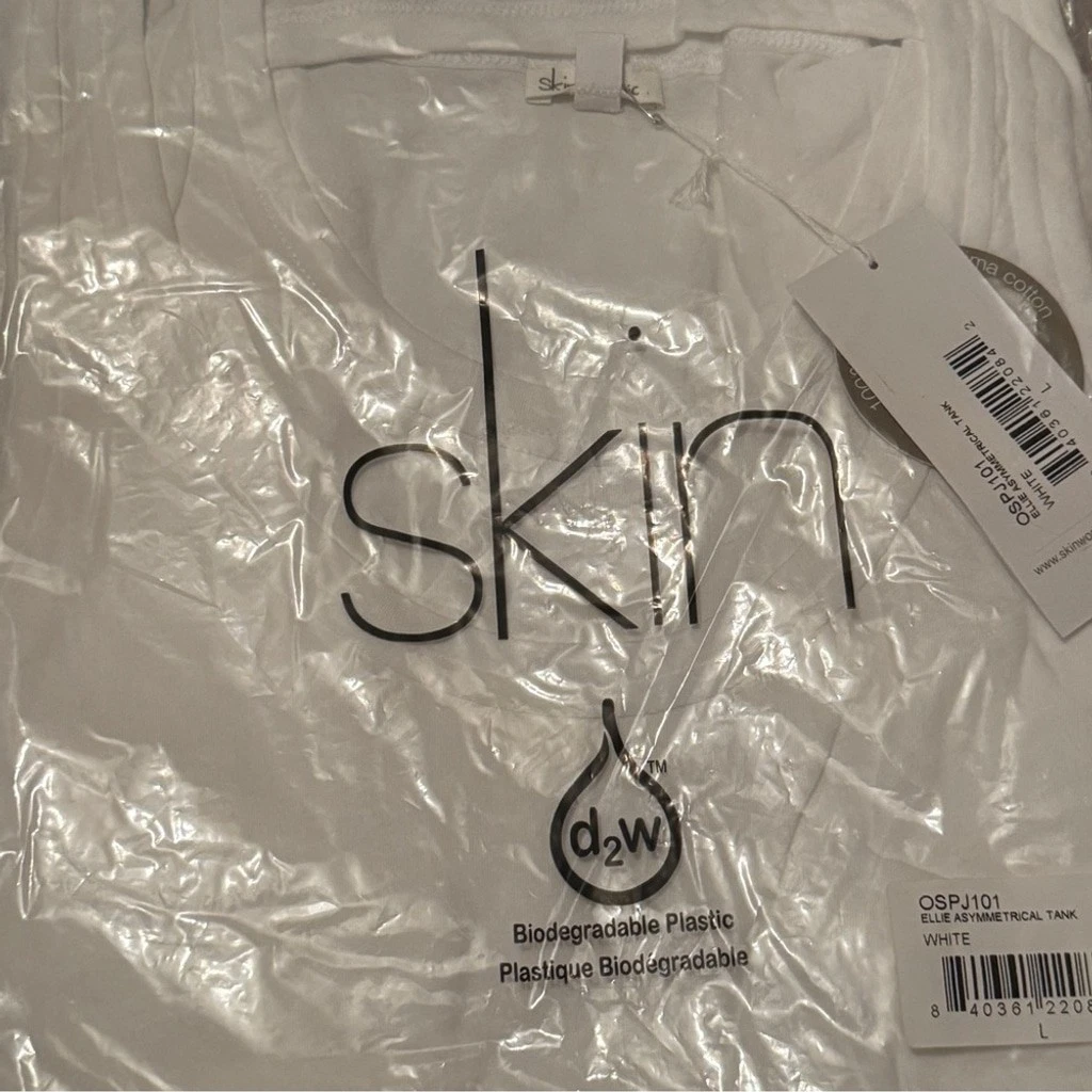 SKIN Worldwide Ellie Asymmetrical Tank - White, Size L (NWT) - photo 3