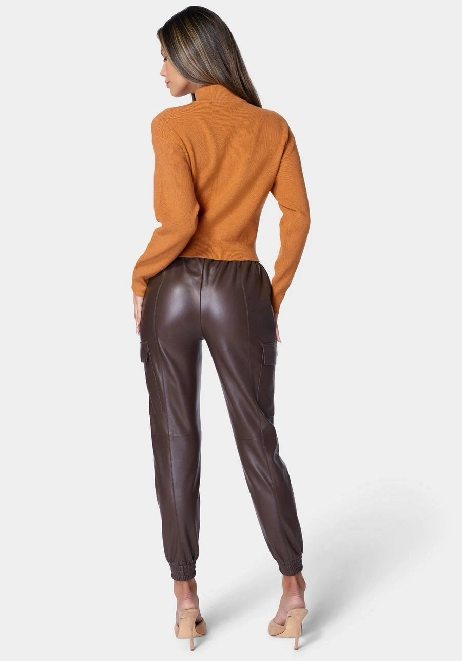 Bebe VEGAN LEATHER CARGO POCKET JOGGER XS NWT - photo 2