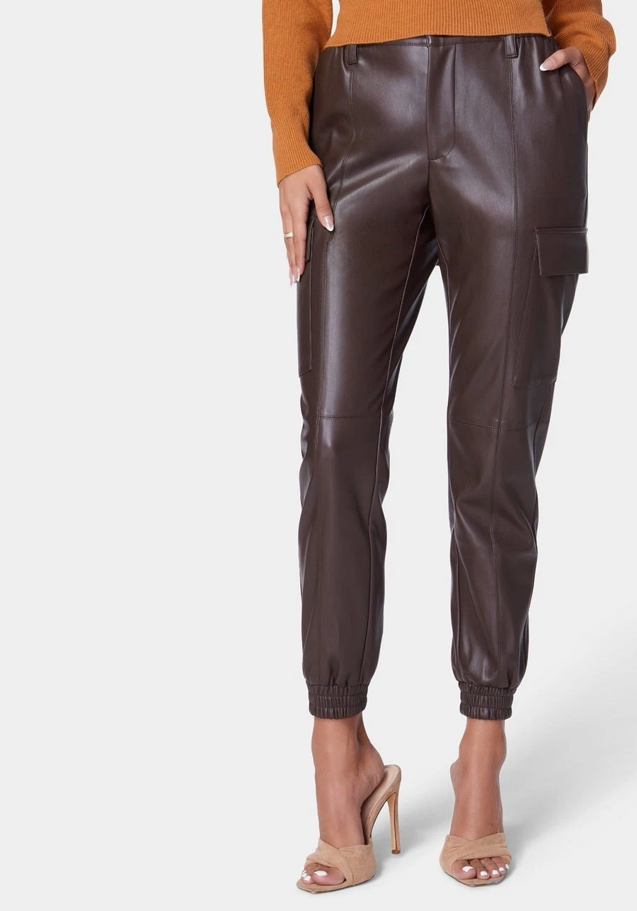 Bebe VEGAN LEATHER CARGO POCKET JOGGER XS NWT - photo 3
