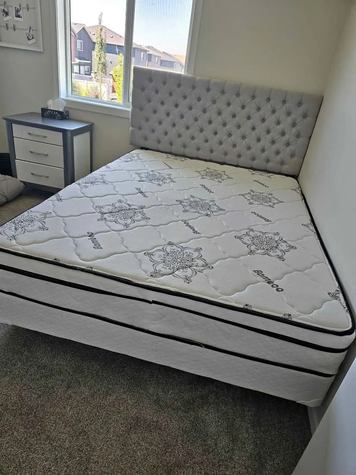 Queen Gray tuffeted headboard