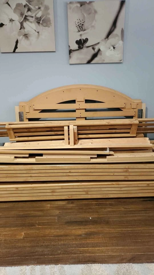 Queen Canopy Bed with Frame and box spring, great for guest bedr - photo 3