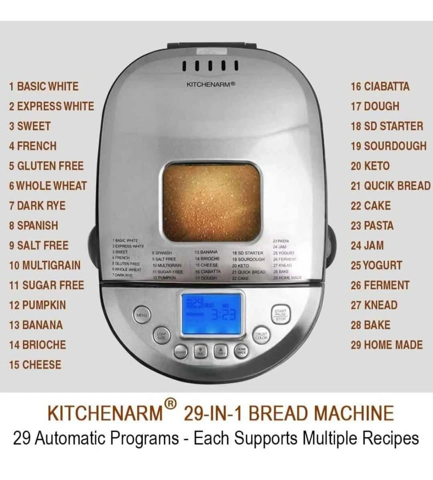 KITCHENARM 29-in-1 SMART Bread Machine with Gluten Free Setting - photo 3