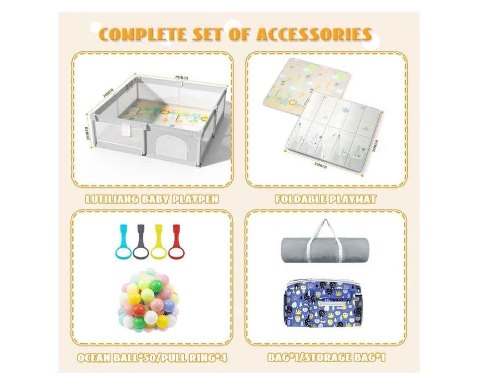 BRAND NEW Extra Large Baby Playpen 79"x71" - Includes Mat & Ball - photo 2