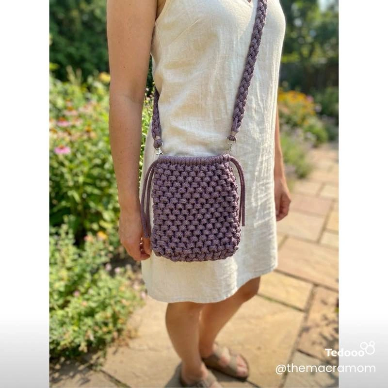 Mauve macrame crossbody bag - photo 2