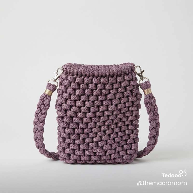 Mauve macrame crossbody bag - photo 3