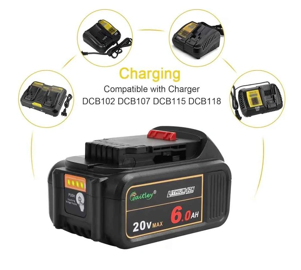 Waitley 20V 6.0Ah Replacement Battery for DeWalt - photo 2
