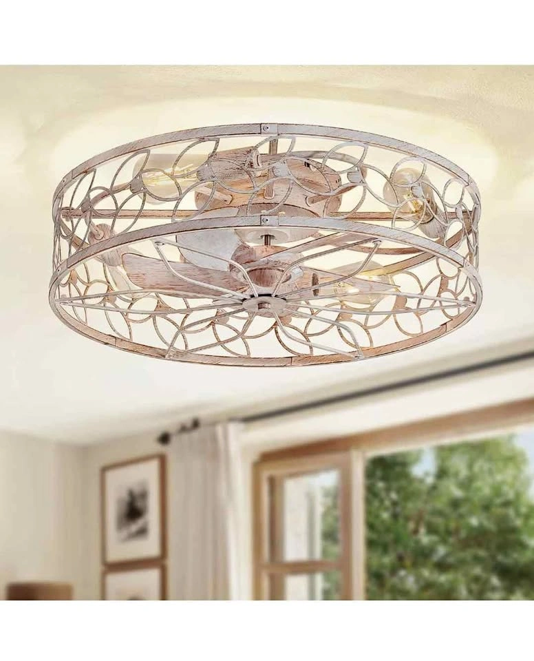 LEDIARY 23" Caged Ceiling Fan w/ Light & Remote
