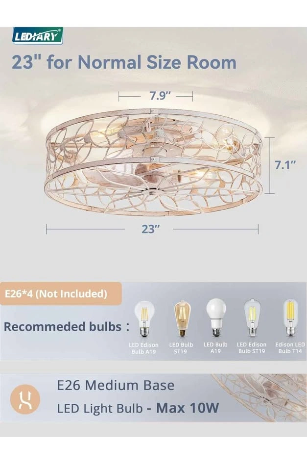LEDIARY 23" Caged Ceiling Fan w/ Light & Remote - photo 2