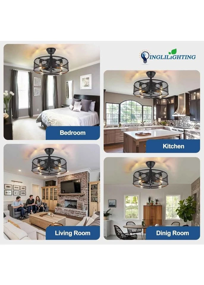 Dinglilighting DLLT Caged Ceiling Fan with Lights - 20" - photo 3