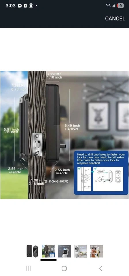 Black Smart Door Lock w/ Fingerprint & Keypad Handle No Box. - photo 5