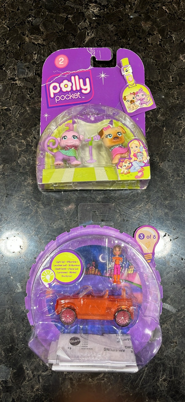 New Polly Pocket Sets: Car & Pet Monkey/Puppy