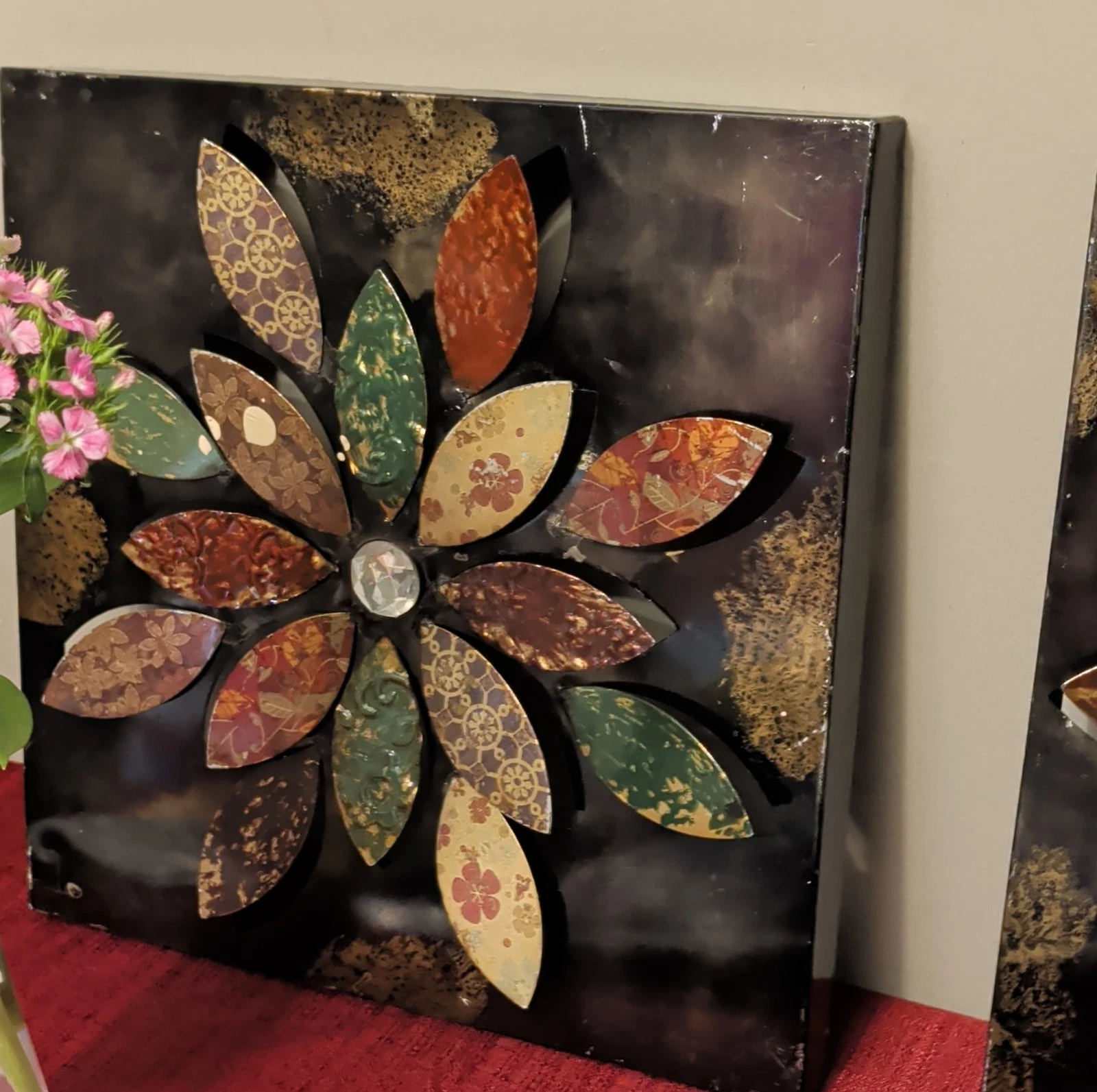 Metal Multicolor Flower Wall Decor Arrangement & Centerpiece Set - photo 2