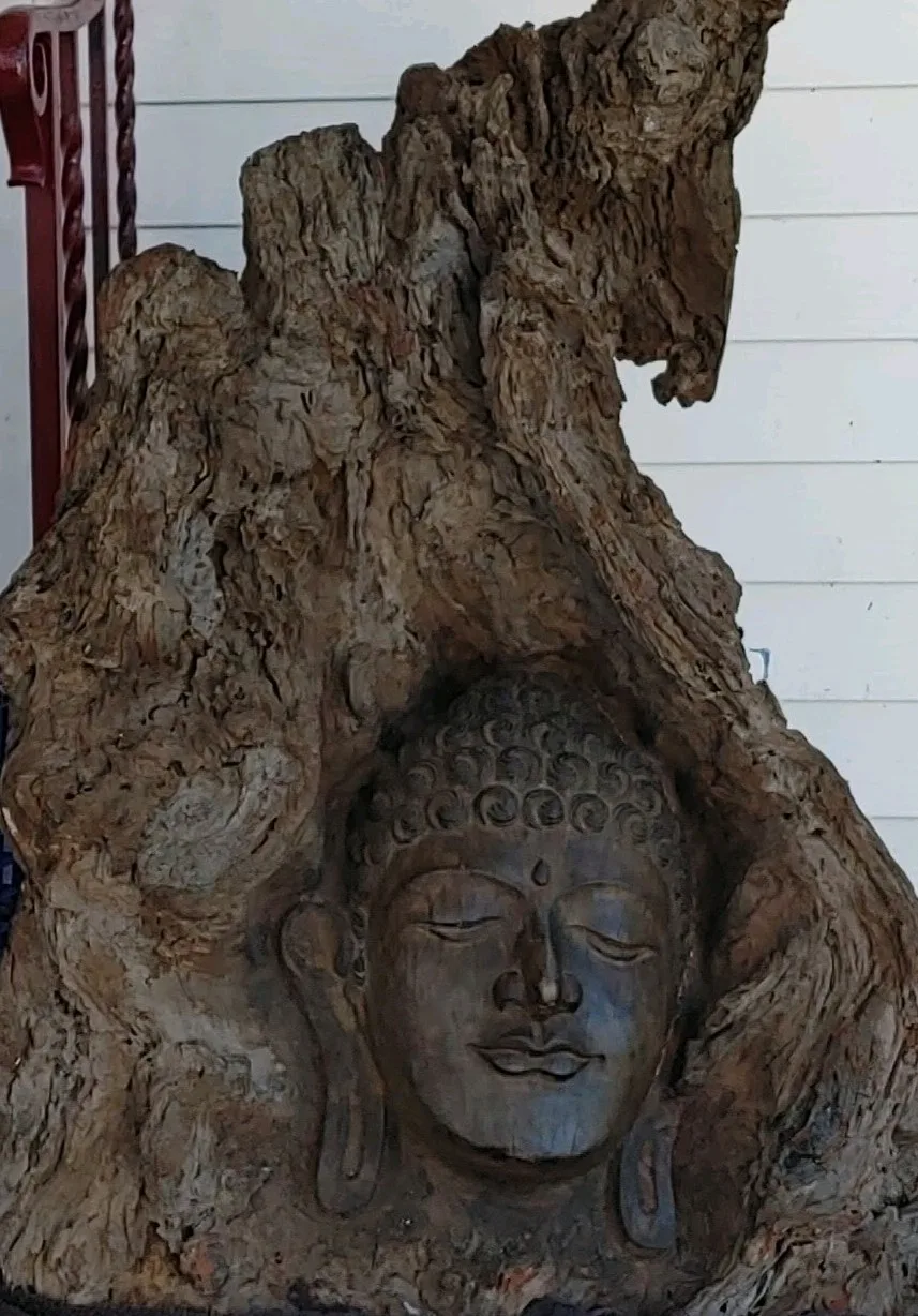 ONE OF a KIND Handmade Buddha Head Statue Natural wood - photo 2