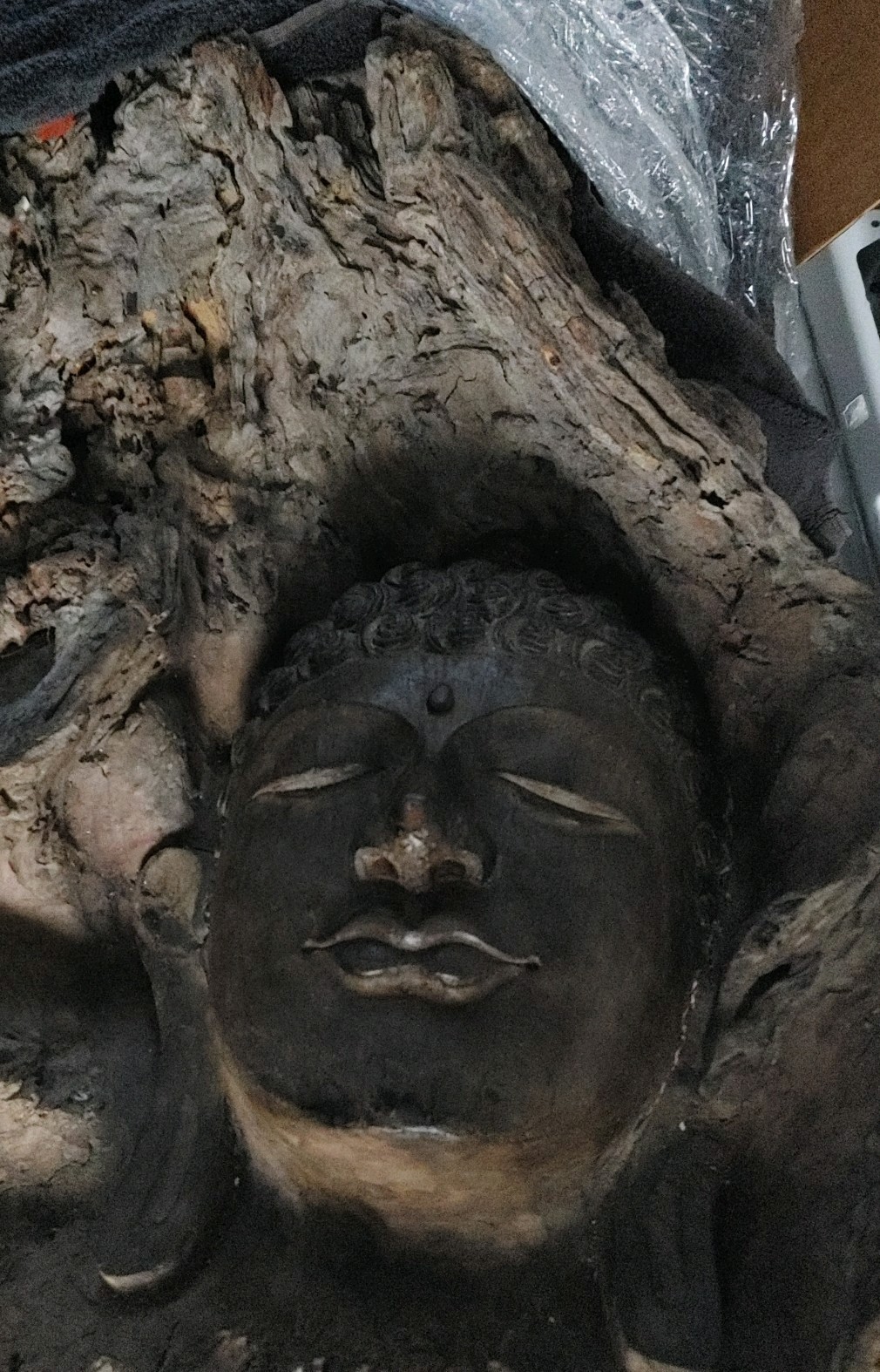 ONE OF a KIND Handmade Buddha Head Statue Natural wood - photo 3
