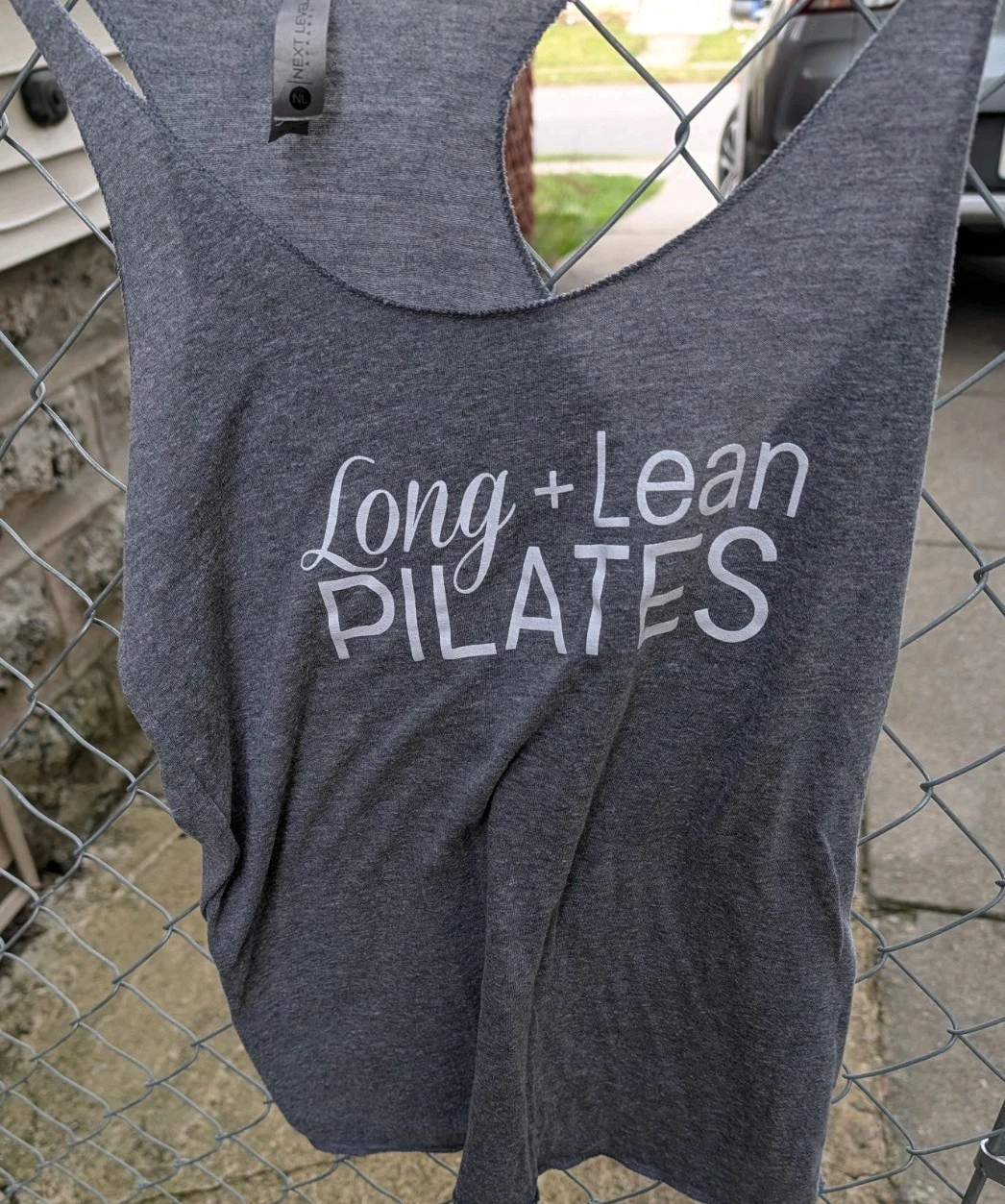 Long + Lean Pilates Women's Gray Cotton Tank Top S