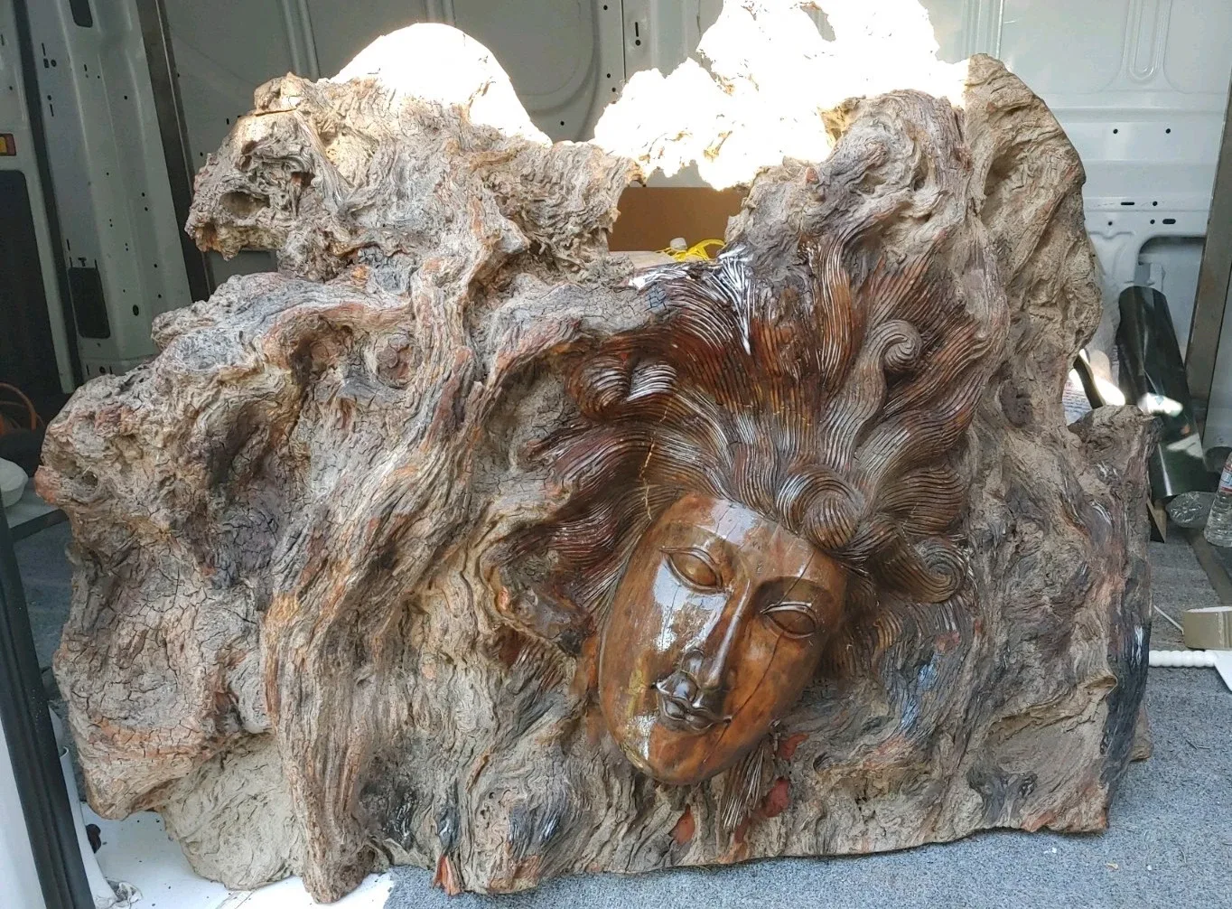 Hand Carved Wood "Medusa" Sculpture - Handmade in Bali - photo 3