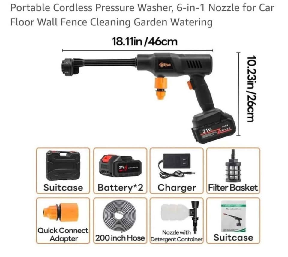 Cordless Pressure Washer, 6-in-1 Nozzle - photo 2