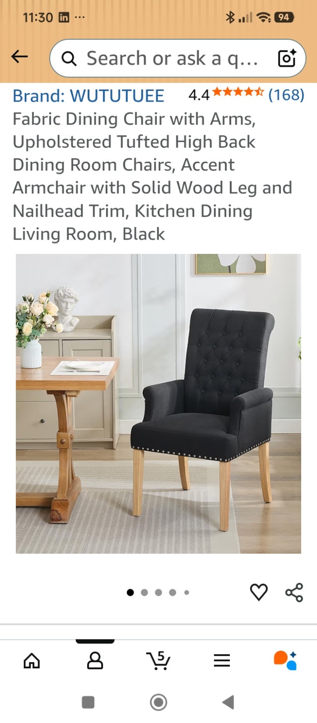 Brand New in Box: Fabric high back Chair