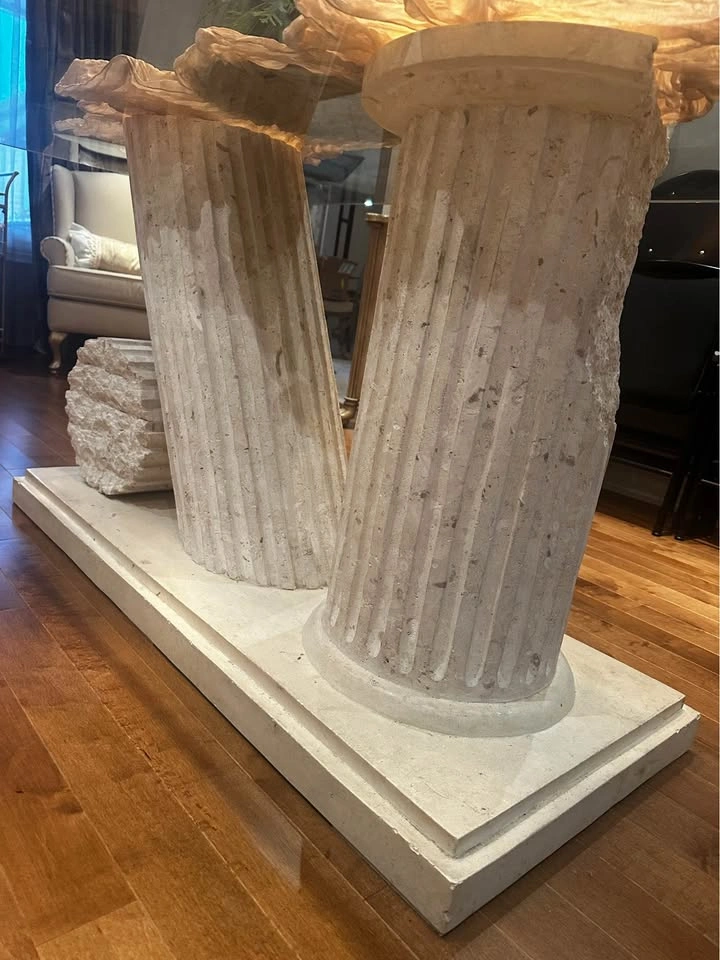 Premium Solid Glass Dining Table – Sculptural Pedestal Base (84” - photo 3