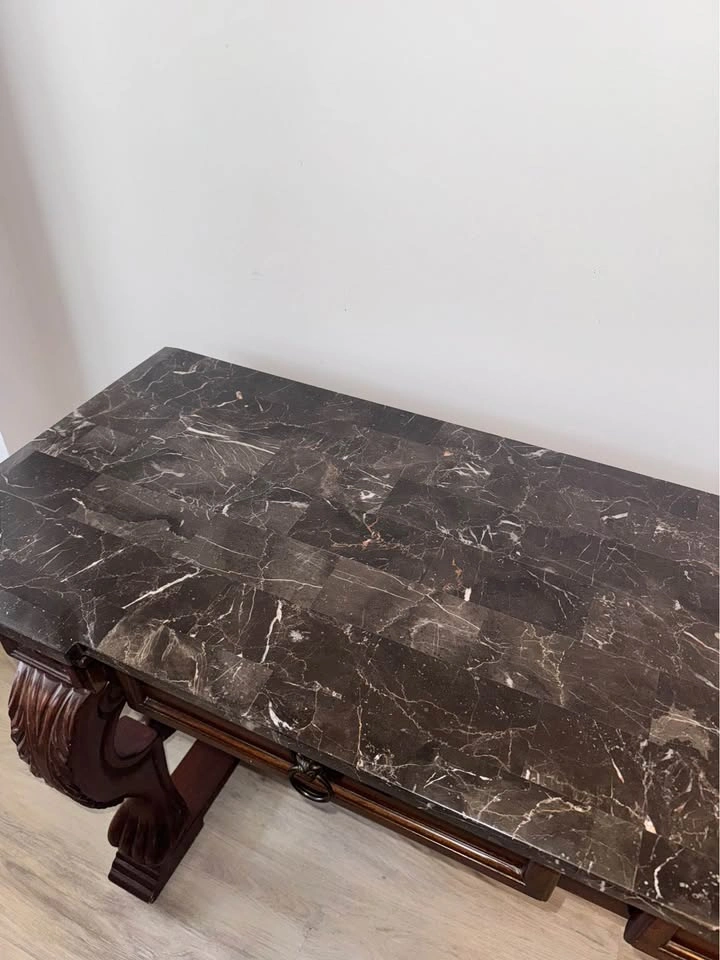 Antique wooden front table or desk (granite top) - photo 2