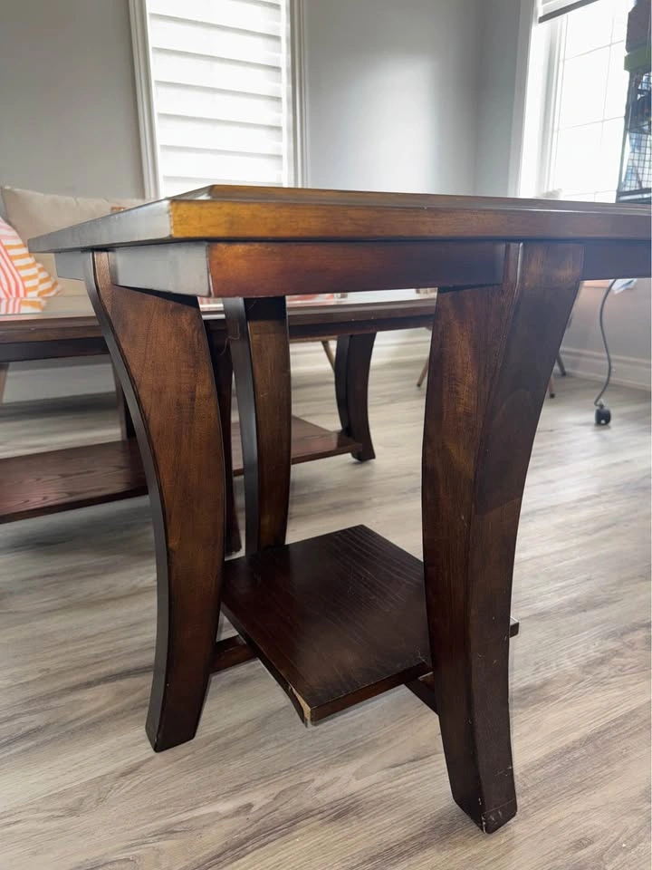 Wooden Glass Coffee Table + Side Table - photo 2