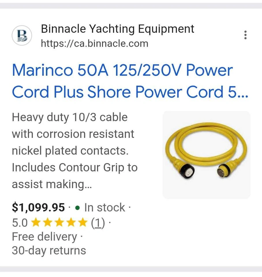 Marine Shore Power Cord 50Amp 250V 50FT Boat H.D - photo 4