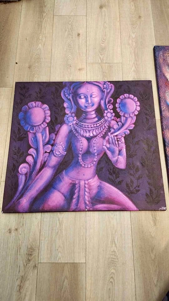 Jayna Simpson Original Painting "Temple of Tara" 26x24 Signed Ca