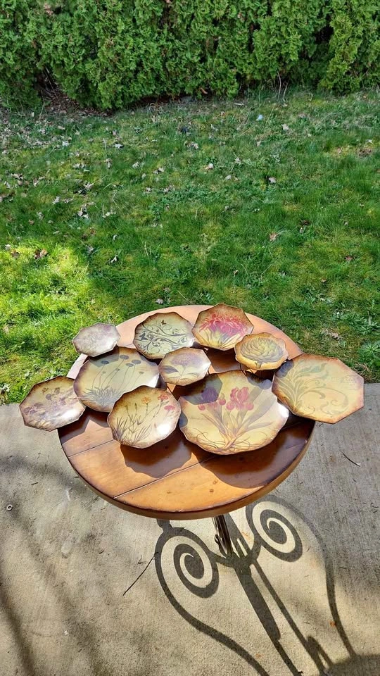 Decorative Metal Wall Art Set Floral Distressed