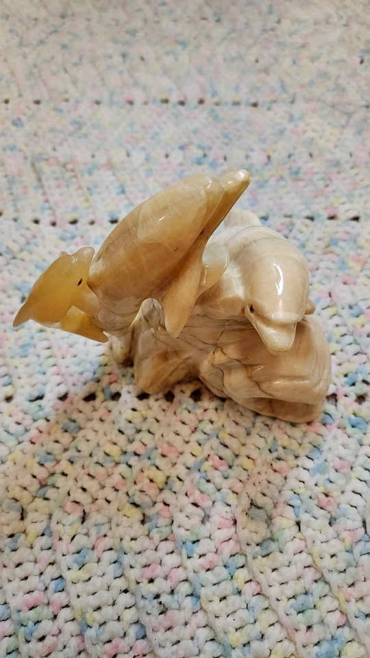 Carved Onyx Dolphin Sculpture