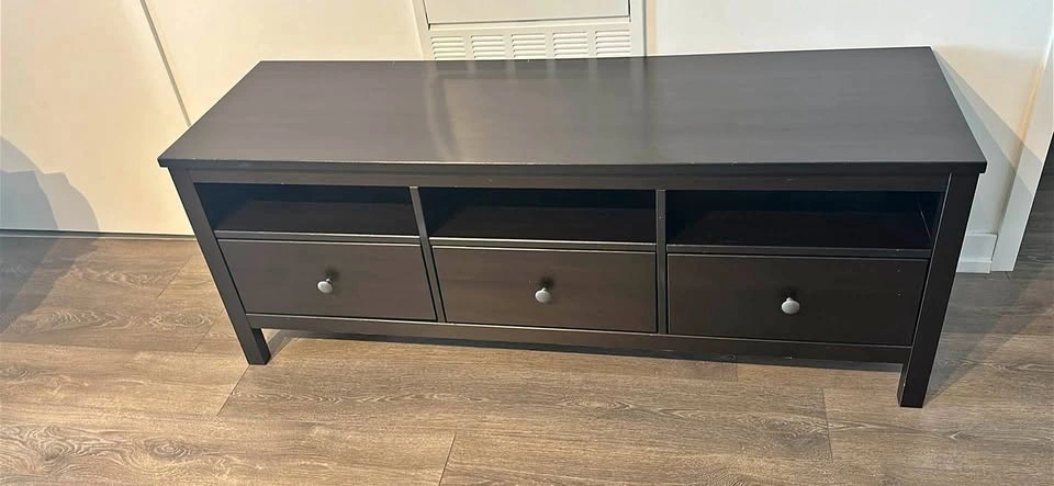 IKEA Hemnes TV Bench Black-Brown 3 Drawers