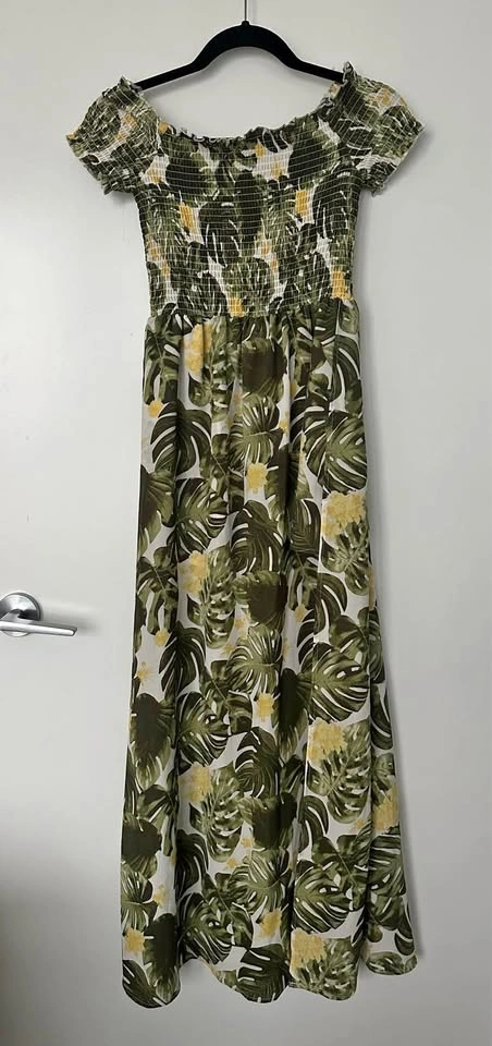 Tropical Print Off Shoulder Maxi Romper