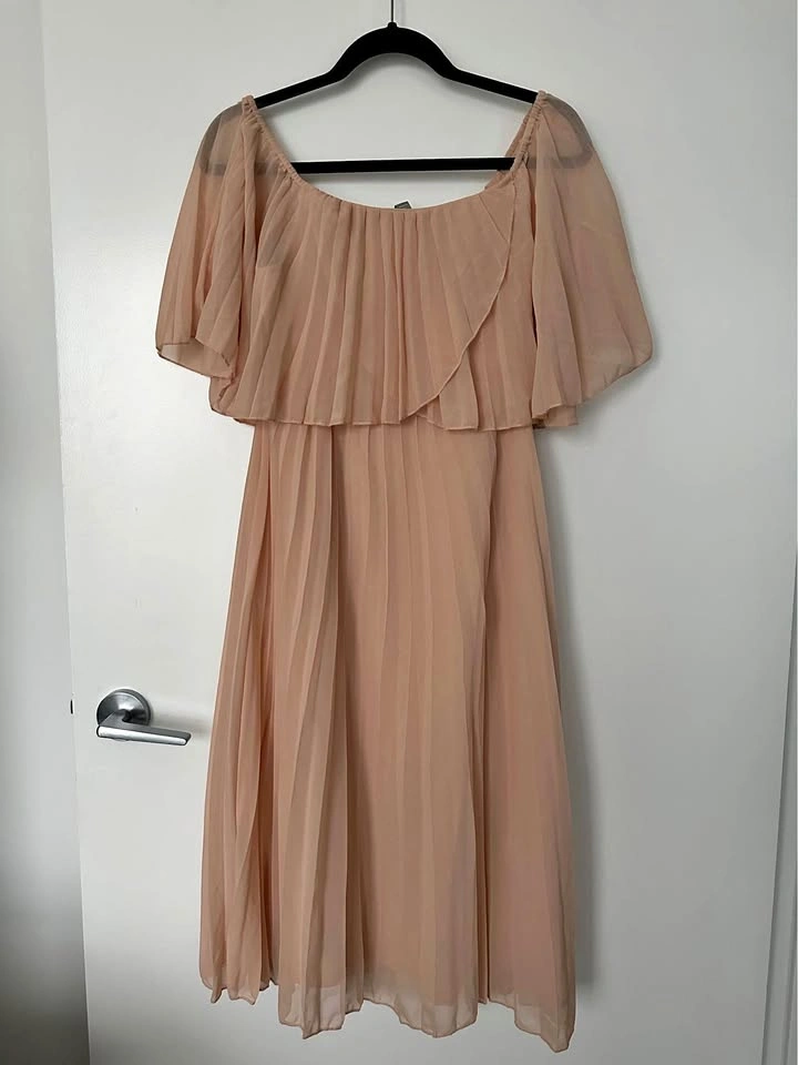 ASOS Pleated Midi Dress Nude US 4