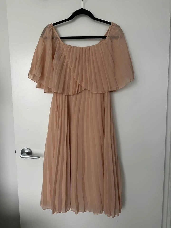 ASOS Pleated Midi Dress Nude US 4 - photo 2