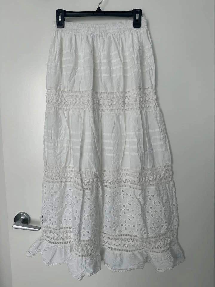 White JGEE Maxi Skirt with Lace Details M - photo 2