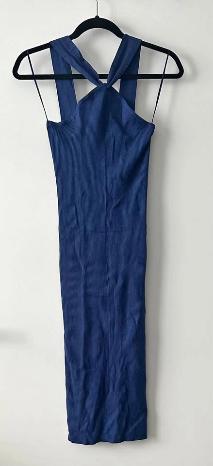 RW&CO. blue ribbed midi dress S