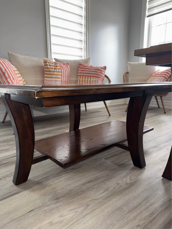 Wooden Glass Coffee Table + Side Table - photo 3