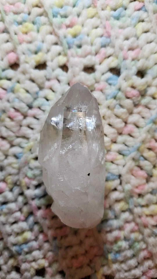 Natural Clear Quartz Point with internal Rainbow