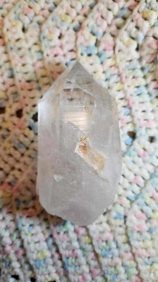 Natural Clear Quartz Double Terminated Point with Contact Scar