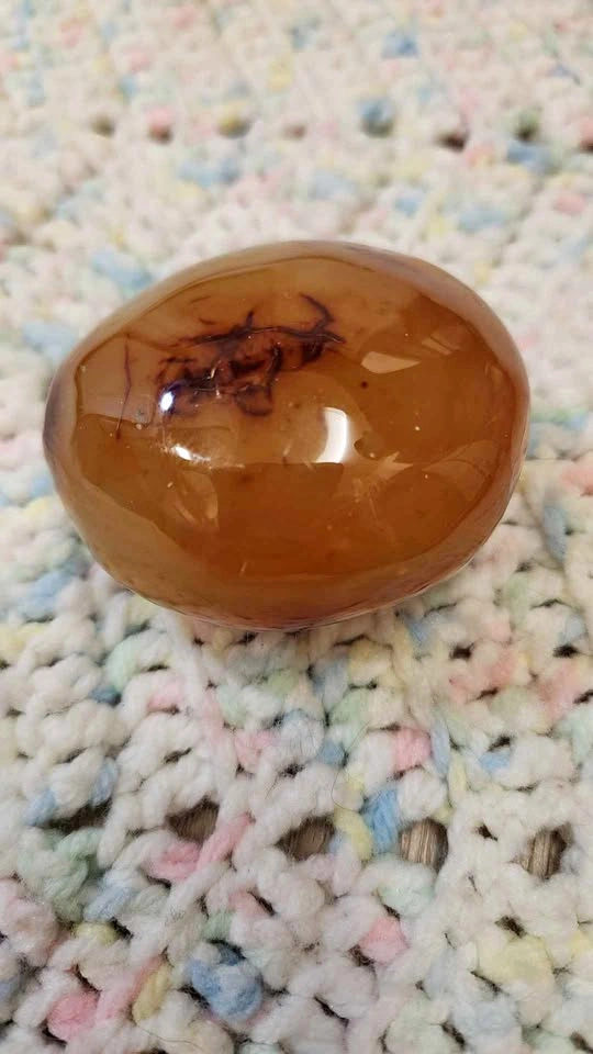 Polished Moss brown honey agate stone
